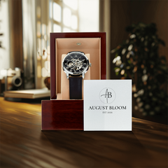 Men's Genuine Leather Openwork Watch