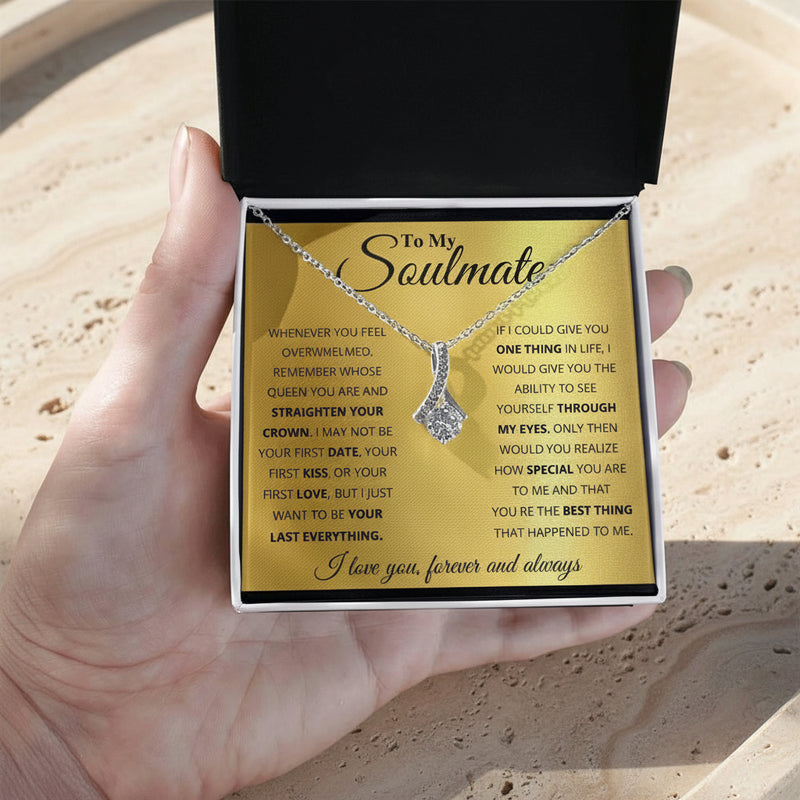 To My Soulmate - Alluring Beauty Necklace 14k White Gold Finish Standard Box