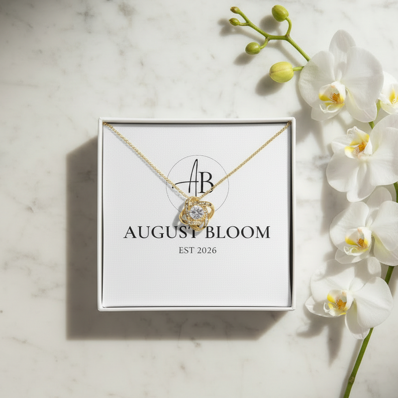 Love Knot Necklace 18K Yellow Gold Finish Standard Box