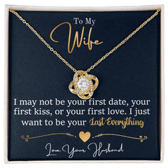 To My Last Everything - Love Knot Necklace 18K Yellow Gold Finish Standard Box