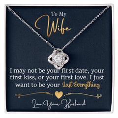 To My Last Everything - Love Knot Necklace 14K White Gold Finish Standard Box