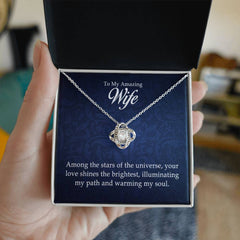 To My Amazing Wife - Love Knot Necklace 14K White Gold Finish Standard Box