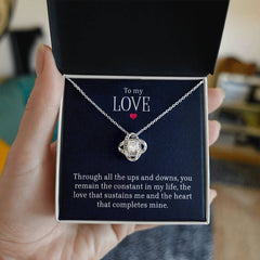 To My Love - LoveKnot Necklace 14K White Gold Finish Standard Box