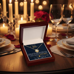 To My Last Everything - Love Knot Necklace 18K Yellow Gold Finish Luxury Box