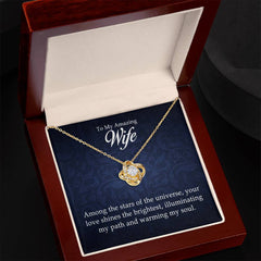 To My Amazing Wife - Love Knot Necklace 18K Yellow Gold Finish Luxury Box