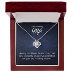 To My Amazing Wife - Love Knot Necklace 14K White Gold Finish Luxury Box