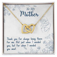 Thank You For Always Being There - Interlocking Hearts Necklace 18K Yellow Gold Finish Standard Box