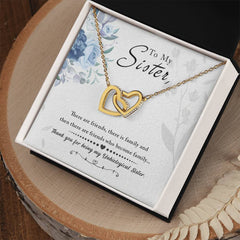 To My Sister - Interlocking Hearts Necklace 18K Yellow Gold Finish Standard Box