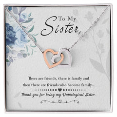 To My Sister - Interlocking Hearts Necklace 14k White Gold Finish Standard Box