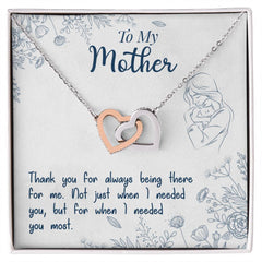 Thank You For Always Being There - Interlocking Hearts Necklace 14k White Gold Finish Standard Box