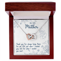 Thank You For Always Being There - Interlocking Hearts Necklace 14k White Gold Finish Luxury Box