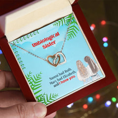 Best Friends - Interlocking Hearts Necklace 14k White Gold Finish Luxury Box
