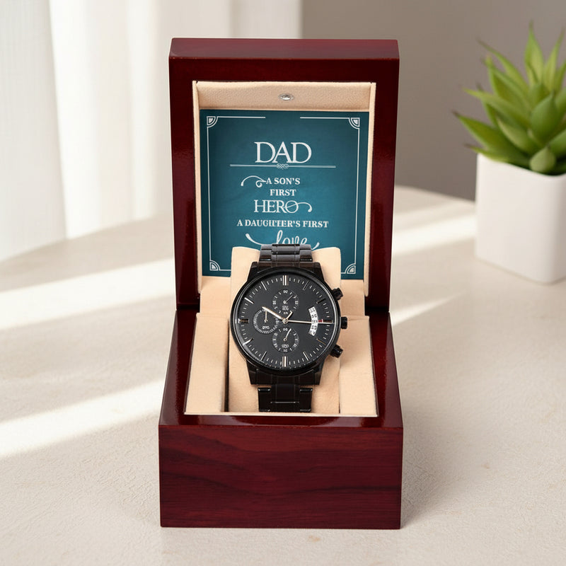 A Son's First Hero - Black Chronograph Watch