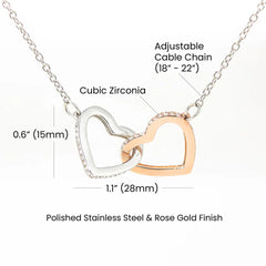 Interlocking Hearts Necklace Polished Stainless Steel and Rose Gold Finish Standard Box