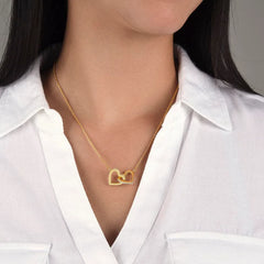 Interlocking Hearts Necklace 18k Yellow Gold Finish Standard Box