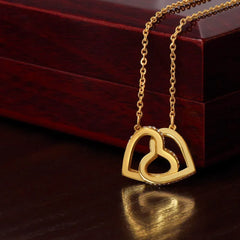 Interlocking Hearts Necklace 18k Yellow Gold Finish Luxury Box