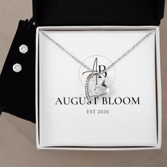 Forever Love Necklace and Cubic Zirconia Earring Set 14k White Gold Finish Standard Box