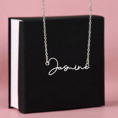 Signature Style Name Necklace Polished Stainless Steel Standard Box