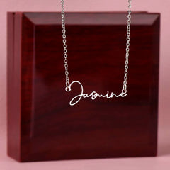 Signature Style Name Necklace Polished Stainless Steel Luxury Box