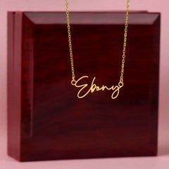 Signature Style Name Necklace Gold Finish Over Stainless Steel Luxury Box