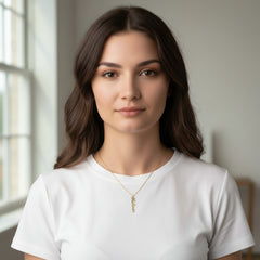 Classic Vertical Name Necklace 18k Yellow Gold Finish Standard Box