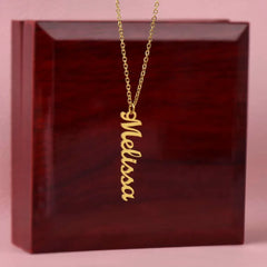 Classic Vertical Name Necklace 18k Yellow Gold Finish Luxury Box
