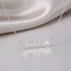 Classic Paw Print Name Necklace