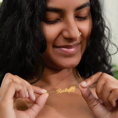 Classic Paw Print Name Necklace 18k Yellow Gold Finish Standard Box