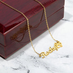 Classic Paw Print Name Necklace 18k Yellow Gold Finish Luxury Box