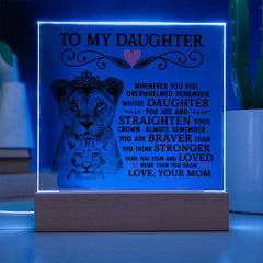 To My Daughter Lion Crown – Acrylic Square LED Corded Base