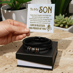 To My Son - Mens Leather Bracelet