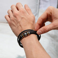 Being Special - Mens Leather Bracelet Two Tone Box