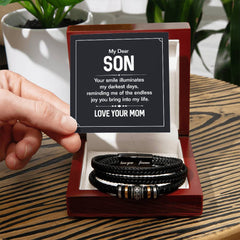 Your Smile - Mens Leather Bracelet Luxury Box w LED