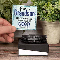 Hold Tightly - Cross Leather Bracelet Standard Box