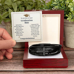 To My Boy Graduation Memories (Love You Forever) – Cross Bracelet Luxury Box with LED