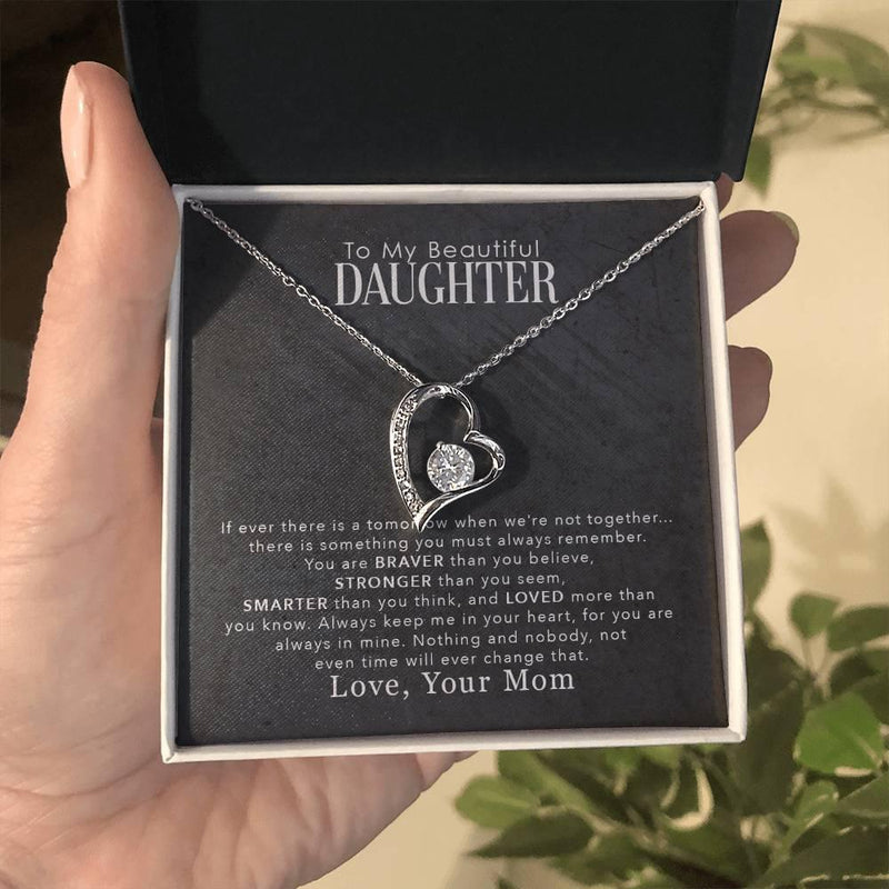 My Beautiful Daughter - Forever Love Necklace 14k White Gold Finish Standard Box