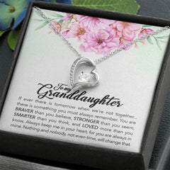 Brave Granddaughter - Forever Love Necklace 14k White Gold Finish Standard Box