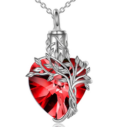 Tree of Life Heart Urn Necklace with Gemstone Pendant 9