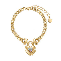 14K Gold Plated Heart-shaped Lock Pendant Bracelet