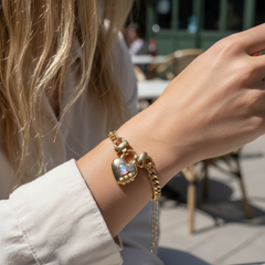 14K Gold Plated Heart-shaped Lock Pendant Bracelet