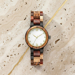 Simple Pearl Shell Color Wood Ladies Watch