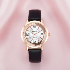 Liquid Sand Watch, Diamond Quartz Watch, Waterproof Leather Strap Black