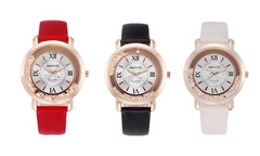 Liquid Sand Watch, Diamond Quartz Watch, Waterproof Leather Strap