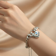 14K Gold Plated Heart-shaped Lock Pendant Bracelet