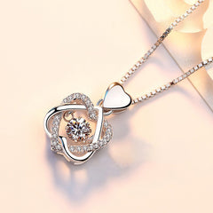 Rose Gold Heart Necklace for Women in 925 Silver Silver