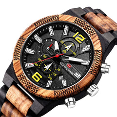 Men's Wooden Watch Black zebra
