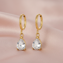 18K Gold-Plated Crystal Hoop Earrings - Capri Collection White