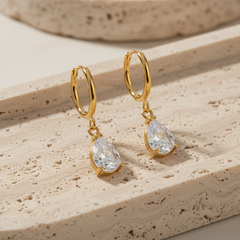 18K Gold-Plated Crystal Hoop Earrings - Capri Collection