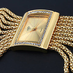 Fashion Square Women's Watch with Rhinestone Bracelet