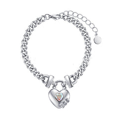 14K Gold Plated Heart-shaped Lock Pendant Bracelet